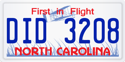 NC license plate DID3208