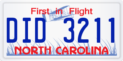 NC license plate DID3211