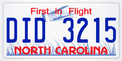 NC license plate DID3215