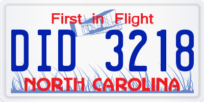 NC license plate DID3218