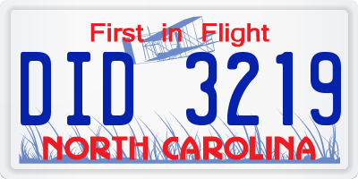 NC license plate DID3219