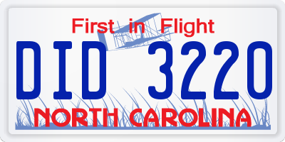NC license plate DID3220