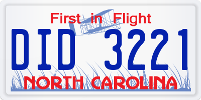 NC license plate DID3221