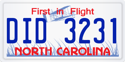 NC license plate DID3231