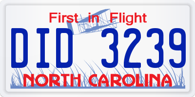 NC license plate DID3239