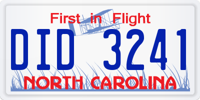 NC license plate DID3241
