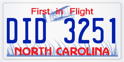 NC license plate DID3251