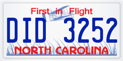 NC license plate DID3252