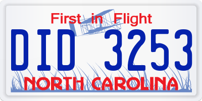 NC license plate DID3253