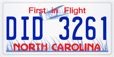 NC license plate DID3261