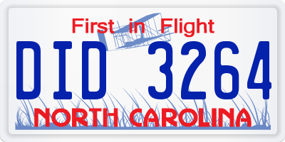 NC license plate DID3264