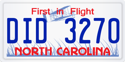 NC license plate DID3270