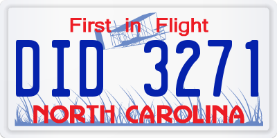 NC license plate DID3271