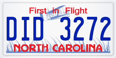 NC license plate DID3272