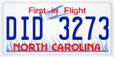 NC license plate DID3273