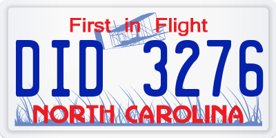 NC license plate DID3276