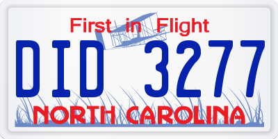 NC license plate DID3277
