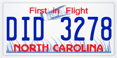 NC license plate DID3278