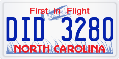 NC license plate DID3280