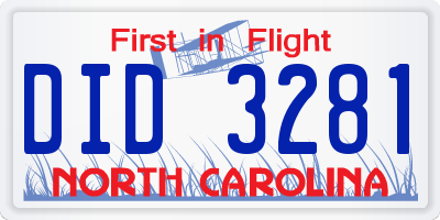 NC license plate DID3281
