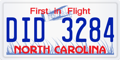 NC license plate DID3284