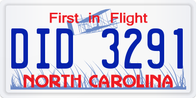 NC license plate DID3291