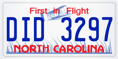 NC license plate DID3297