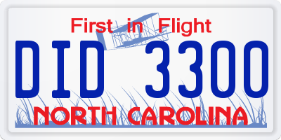 NC license plate DID3300