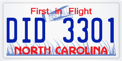 NC license plate DID3301