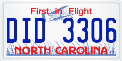 NC license plate DID3306