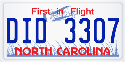 NC license plate DID3307