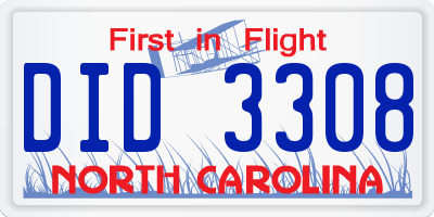 NC license plate DID3308