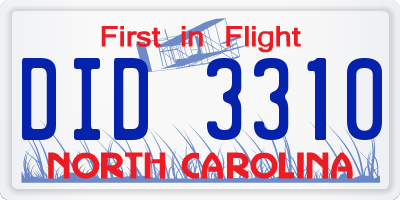 NC license plate DID3310