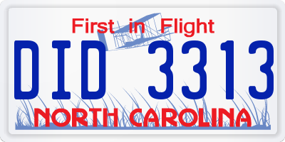NC license plate DID3313