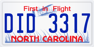 NC license plate DID3317