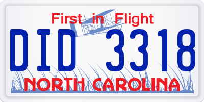 NC license plate DID3318