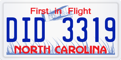 NC license plate DID3319