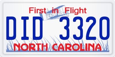 NC license plate DID3320