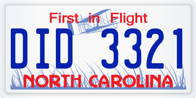 NC license plate DID3321