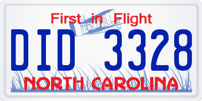 NC license plate DID3328