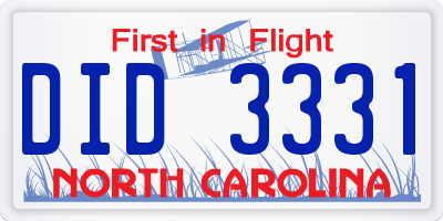 NC license plate DID3331