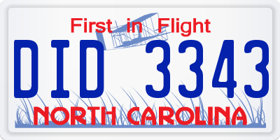 NC license plate DID3343