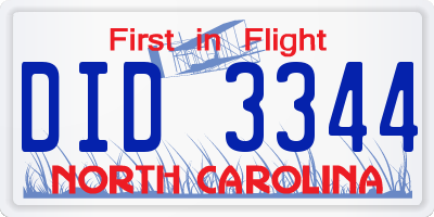 NC license plate DID3344