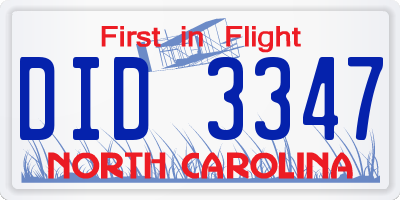 NC license plate DID3347