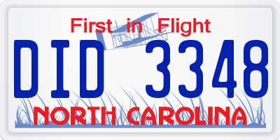 NC license plate DID3348