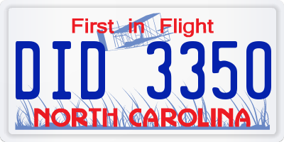 NC license plate DID3350