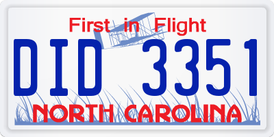 NC license plate DID3351