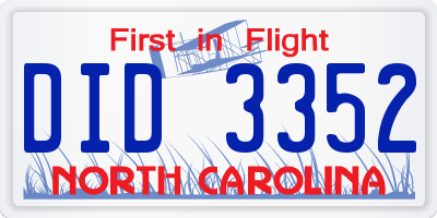 NC license plate DID3352