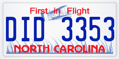 NC license plate DID3353