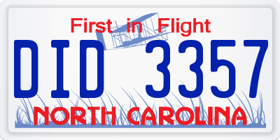 NC license plate DID3357